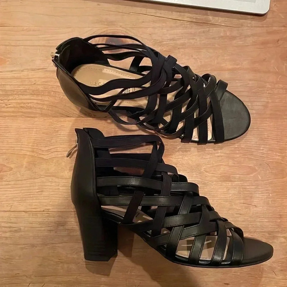 Liz Claiborne Black gold Women's heels mobwife cocktail evening 9W - Picture 1 of 8